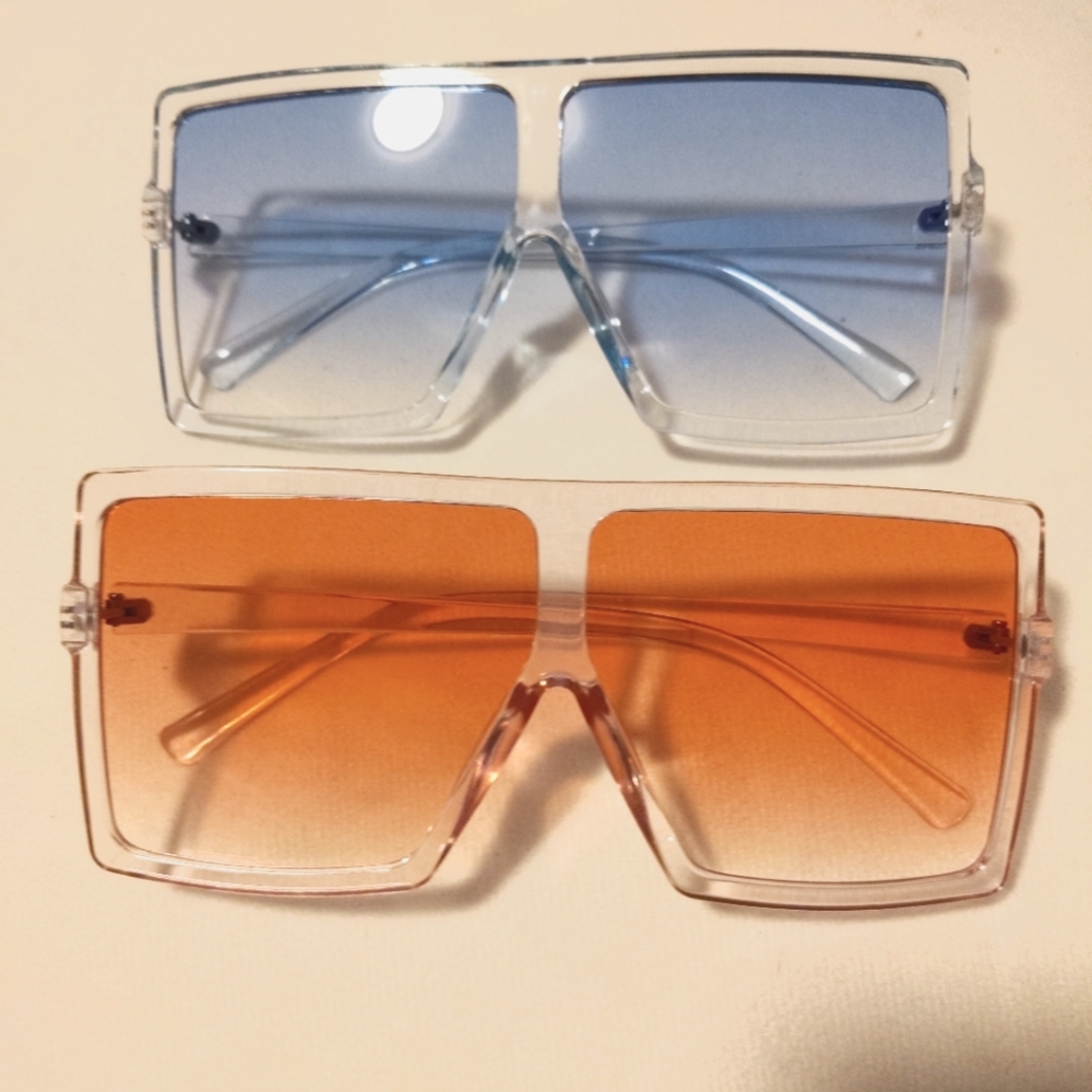 Orange and Blue Oversized Polarized Sunglasses